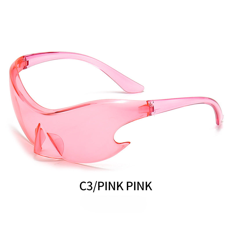 Wholesale Y2K Technology Sense Siamese Colorful Film Riding PC Sunglasses